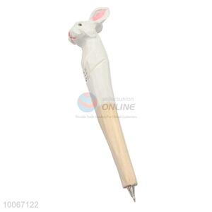 Cute rabbit head shape wooden ball pen