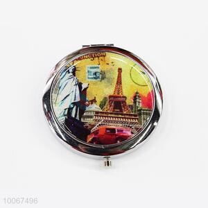 City View Round Foldable Pocket Mirror with Metal Border