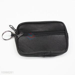 Factory Price Black Coin Purse Artificial Leather Zipper Change Purse