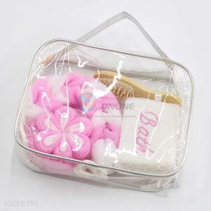 Pink travel <em>bath</em> <em>set</em> with 4pcs item