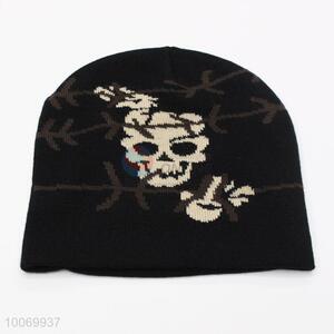 Promotional Knitted Cap with Skull Pattern, Acrylic Beanie Hat