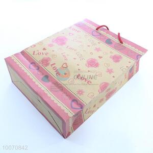 Pink flower pattern kraft paper gift bag/shopping bag