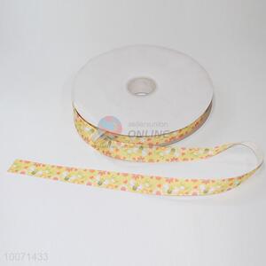 Yellow bee pattern 100% polyester grosgrain ribbon