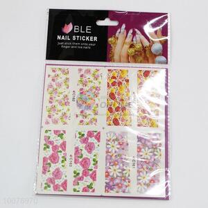 Beautiful flower printed finger nail sticker