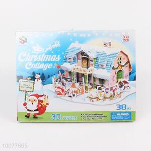 38pcs christmas cottage educational diy toys 3d puzzle