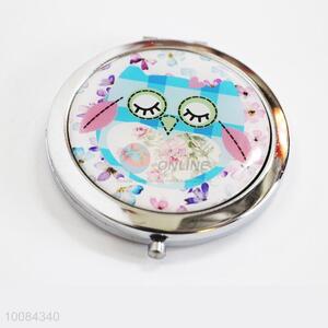 Colorful Owl Round Foldable Pocket Epoxy Sticker <em>Mirror</em>/<em>Makeup</em> <em>Mirror</em>