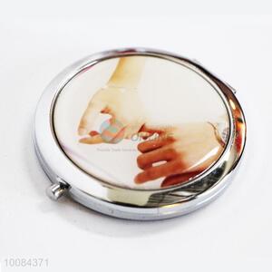 Hand in Hand Round Foldable Pocket Epoxy Sticker <em>Mirror</em>/<em>Makeup</em> <em>Mirror</em>