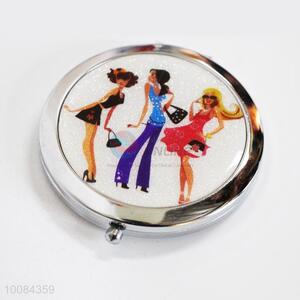 Fashion Girl Round Foldable Pocket Epoxy Sticker <em>Mirror</em>/<em>Makeup</em> <em>Mirror</em>
