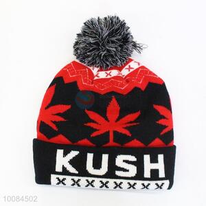 Hot Sale Rever Jacquard Acrylic Fiber Knitted Cap/Hat With Ball