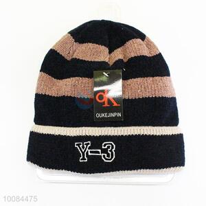 Long Striped Knitted Chenille Cap/Hat