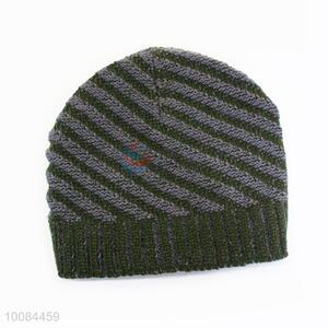 Promotional Short Striped Knitted Acrylic Fiber Cap/Hat
