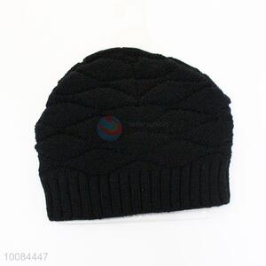 Black Knitted Acrylic Fiber Cap/Hat