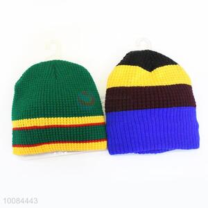 Striped Popcorn Knitted Cap/Hat