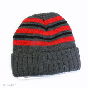 Cheap Striped Knitted Acrylic Fiber Cap/Hat