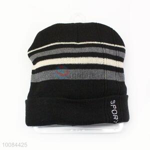 Striped Men's Polyester Knitted Cap/Hat