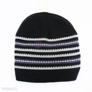 Short Striped Knitted Acrylic Fiber Cap/Hat