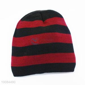 Short Striped Knitted Cap/Hat With Double Colors