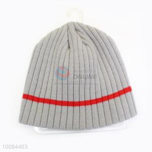 Professional Short Striped Knitted Acrylic Fiber Cap/Hat