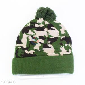 Rever Jacquard Polyester Knitted Cap/Hat With Ball