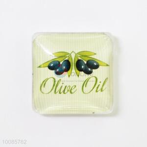 Olive Oil Square Crystal Glass Fridge Magnet