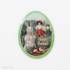 Girl and Rabbit Oval Crystal Glass Fridge Magnet