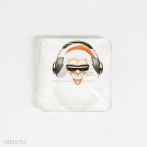 Funny Father Christmas Square Crystal Glass Fridge Magnet