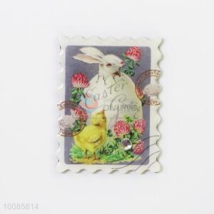 Rabbit Postage Stamp Shaped Crystal Glass Fridge Magnet