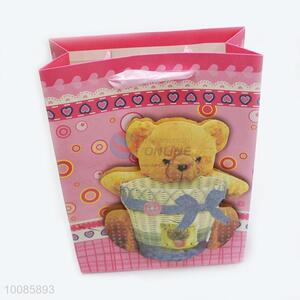 Promotional Bear Pattern White Cardboard Paper Handbag/Gift Bag With Paster