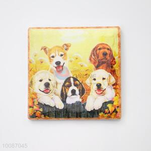 Cute Dog Vintage Square Ceramic Fridge Magnet