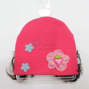 Fashion baby handwork hairpiece hat children knitted warm cap