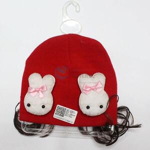 Lovely rabbit warm knitted hairpiece hat