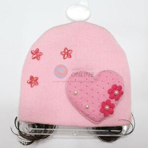 Knitted fashion winter knitting patterns children hat with hairpiece