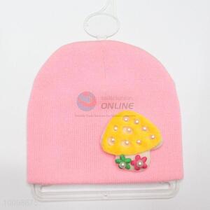 100% Arcylic pink children knitted hat