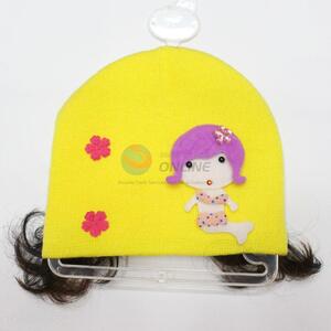New fashion child knitted hat with hairpiece