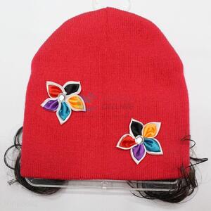 Fashion children wholesale winter hat knit hairpiece caps
