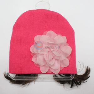 Made in china children knitted hat with hairpiece