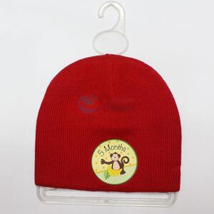 Children red acrylic warm hat knitted hat