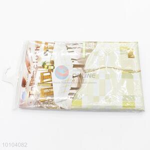 Light Yellow Tartan Design Oil Proof PVC Table Cloth Easy Clean