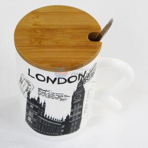 European Style London Travel Ceramic Cup Mug With Lid/Spoon