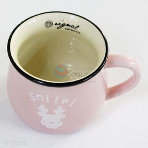 Pink cartoon milk mug ceramic coffee cup