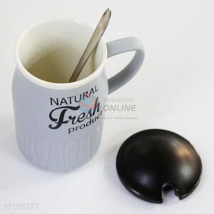 Fresh produc milk coffee mug with lid/spoon