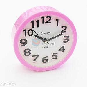 Pink Round Shape Desktop Table Alarm Clock For Home Decoration