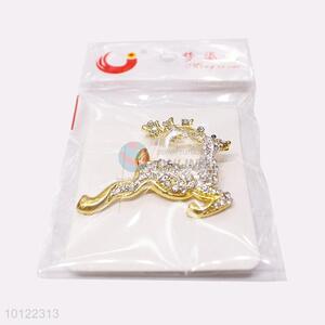 Sika Deer Shaped Rhinestone Brooch Pin from China