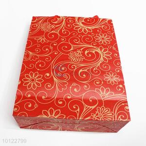 Hot sale red flower pattern gift paper bag