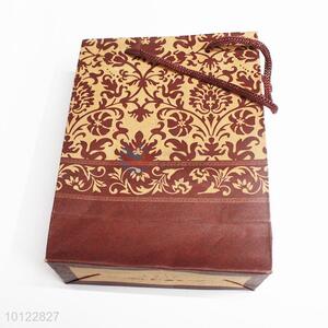 Hot sale wine red flower pattern paper gift bag