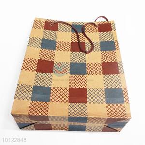 Cute blue and red gridding pattern paper gift bag