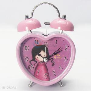 Cute pink heart shaped alarm clock for girls