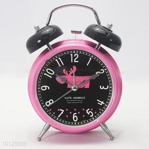 Pink twin bell alarm clock for kids