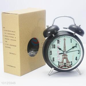 Fashion Tower Printed Black Color Quartz Alarm Clock