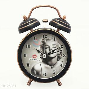 Vintage elegant monroe printed mini bell alarm clock